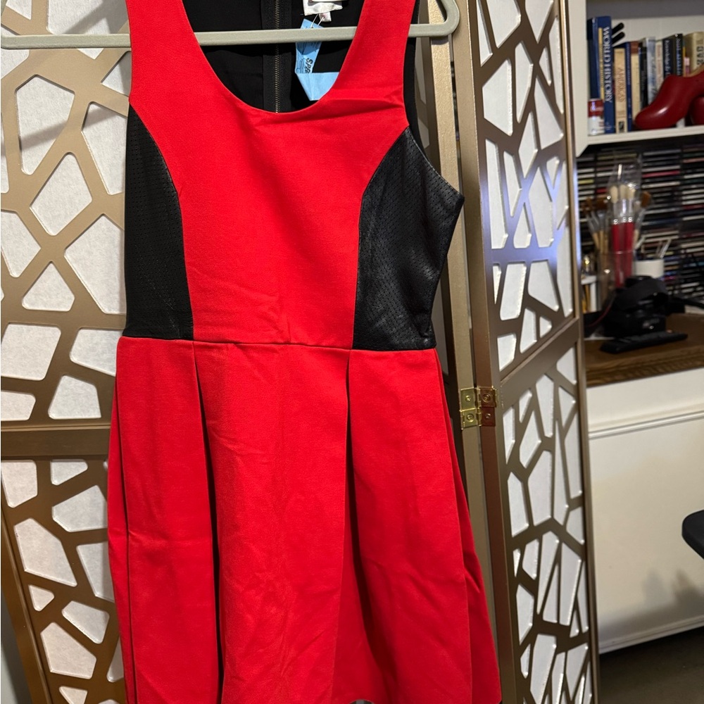 Red and Black Sleeveless Dress